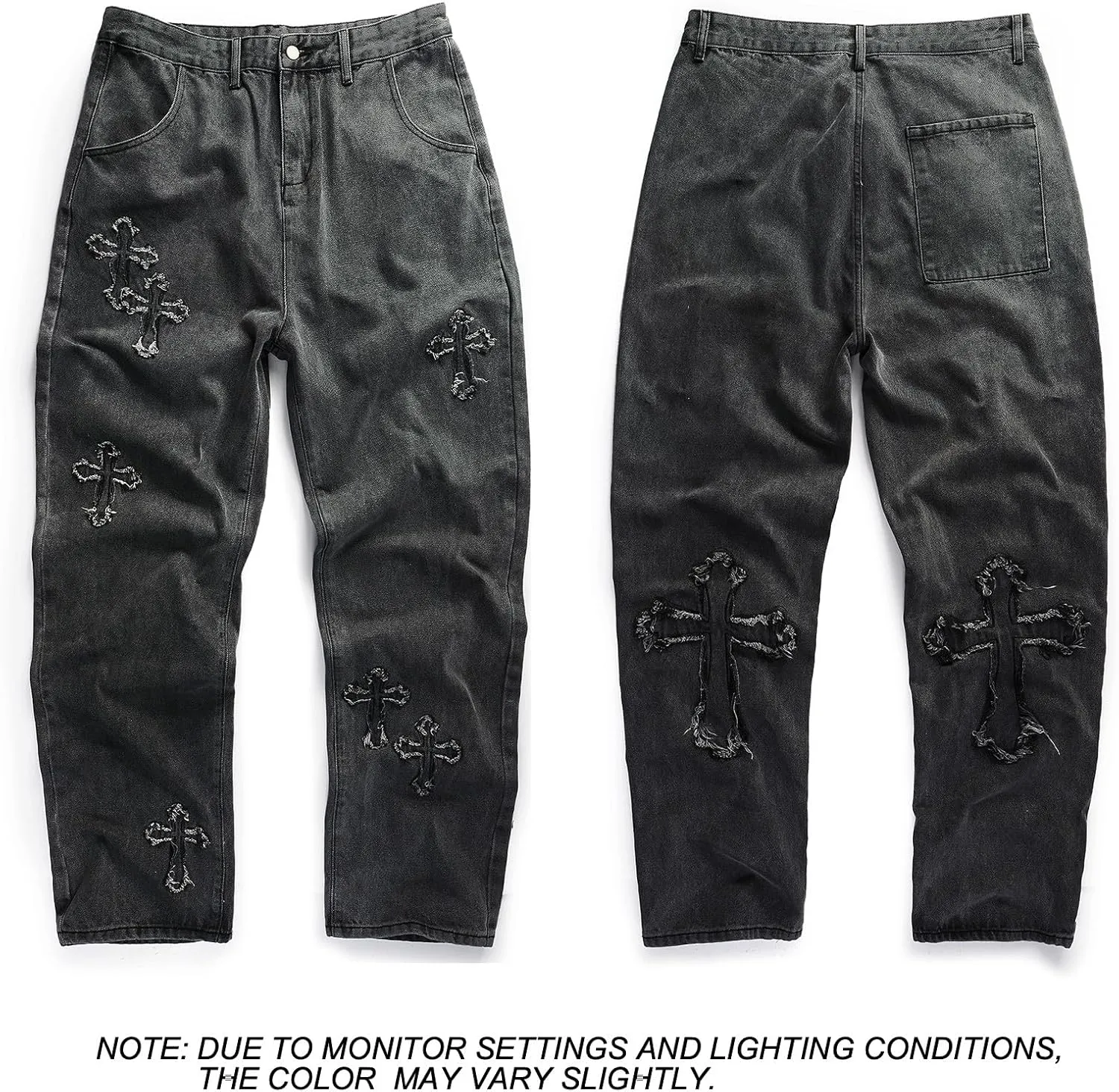 Baggy Jeans Men Cross Patch Y2K Cargo Pants Denim Skateboard Baggy Pants Hip Hop Jeans Streetwear