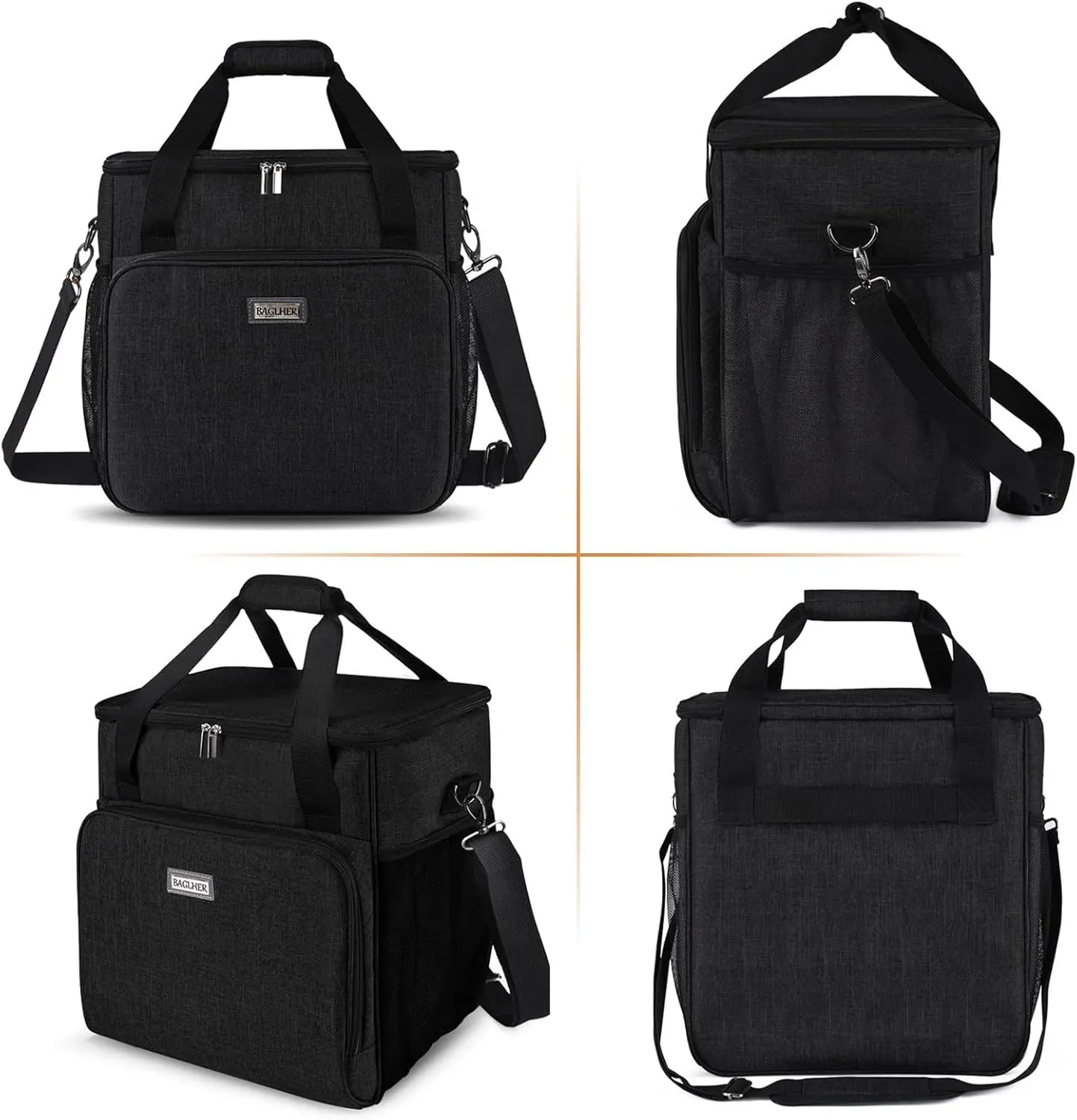 BAGLHER Coffee Maker Travel Bag Compatible with Keurig K-Classic、Keurig K-Elite、Keurig K-Compact or Other Accessories, Portable Coffee Maker Case with Shoulder Strap for Travel, Black