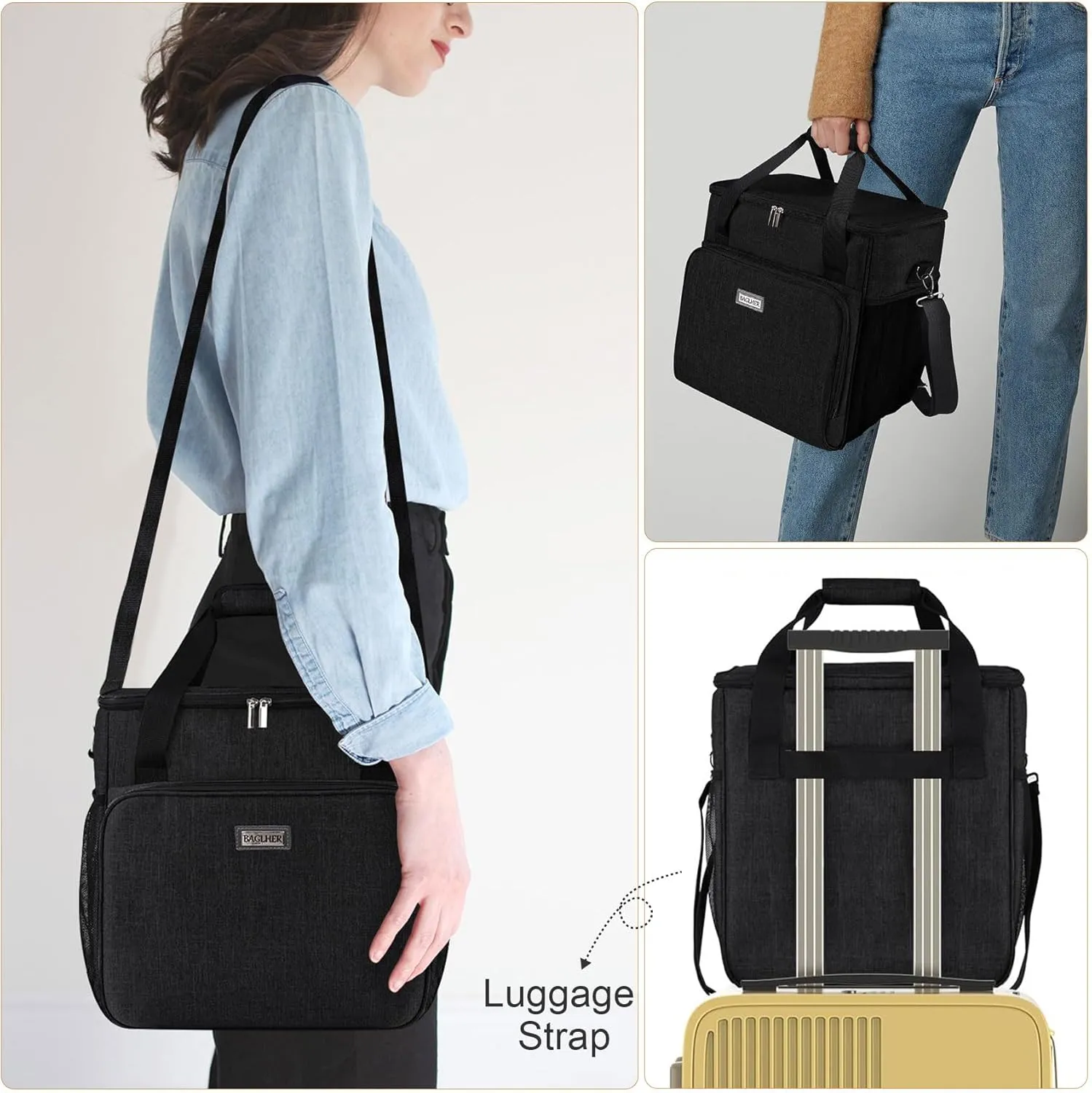 BAGLHER Coffee Maker Travel Bag Compatible with Keurig K-Classic、Keurig K-Elite、Keurig K-Compact or Other Accessories, Portable Coffee Maker Case with Shoulder Strap for Travel, Black