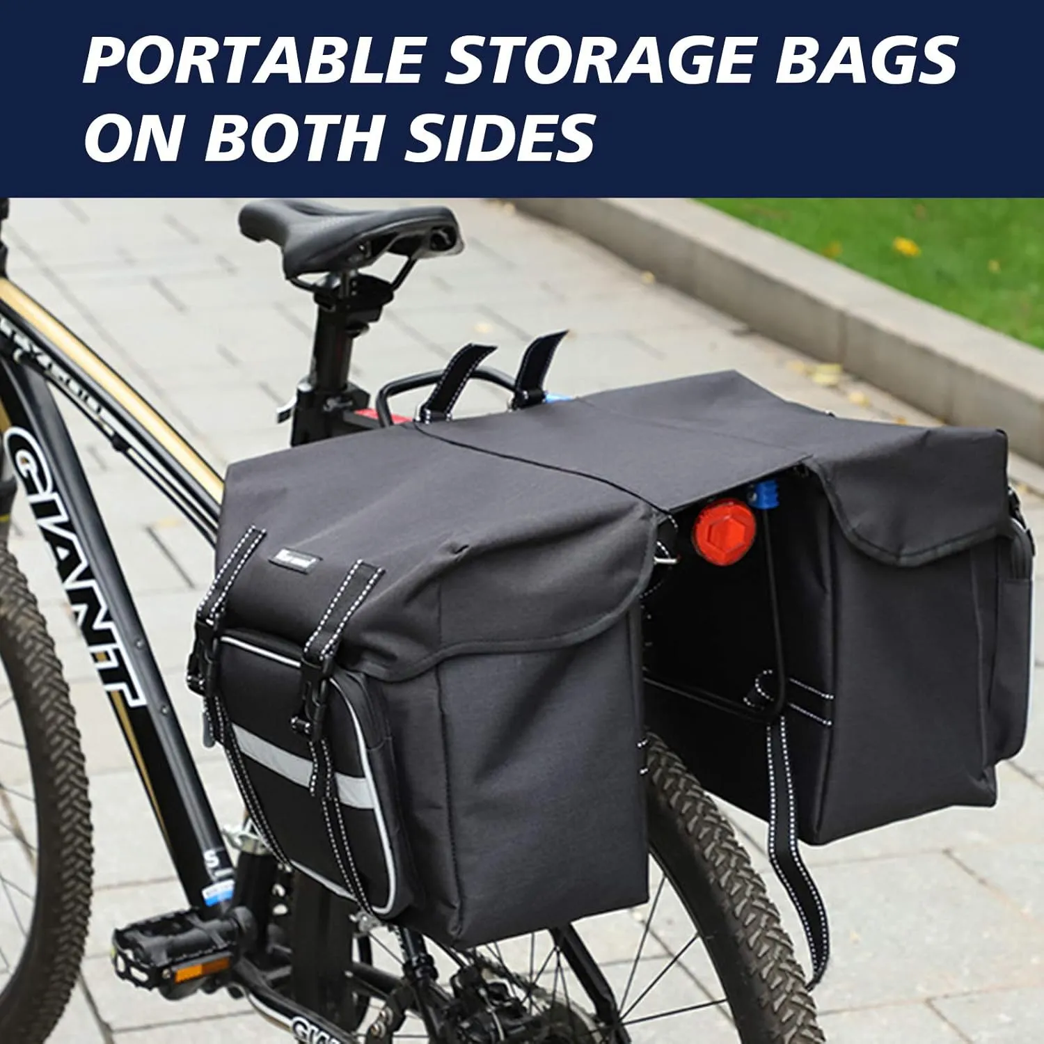 BAIGIO Bike Double Pannier Bags Waterproof Bicycle Rear Seat Panniers Pack with Reflective Stripe