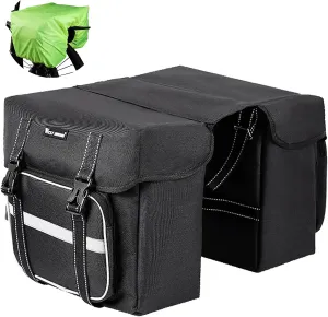 BAIGIO Bike Double Pannier Bags Waterproof Bicycle Rear Seat Panniers Pack with Reflective Stripe