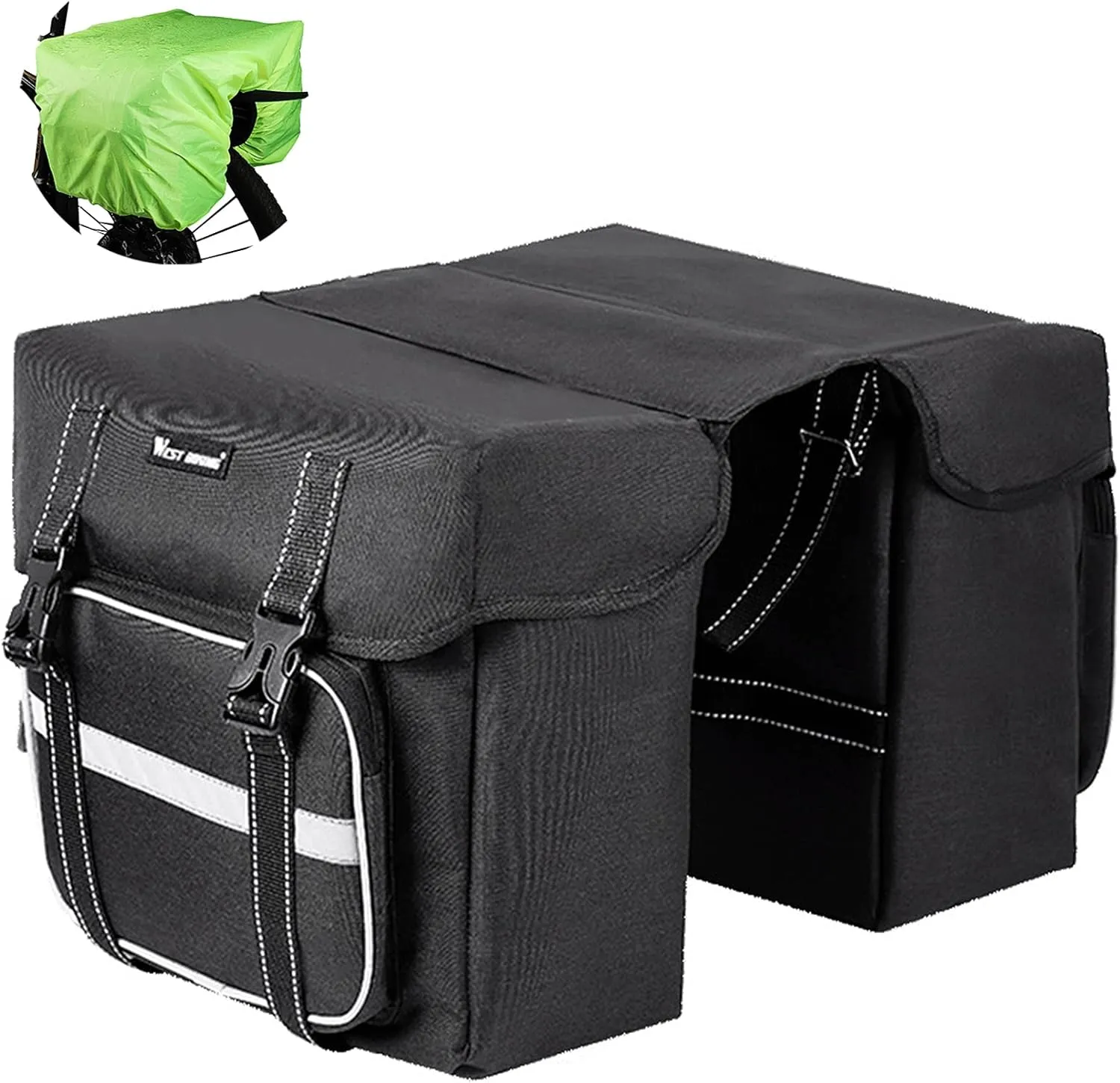 BAIGIO Bike Double Pannier Bags Waterproof Bicycle Rear Seat Panniers Pack with Reflective Stripe
