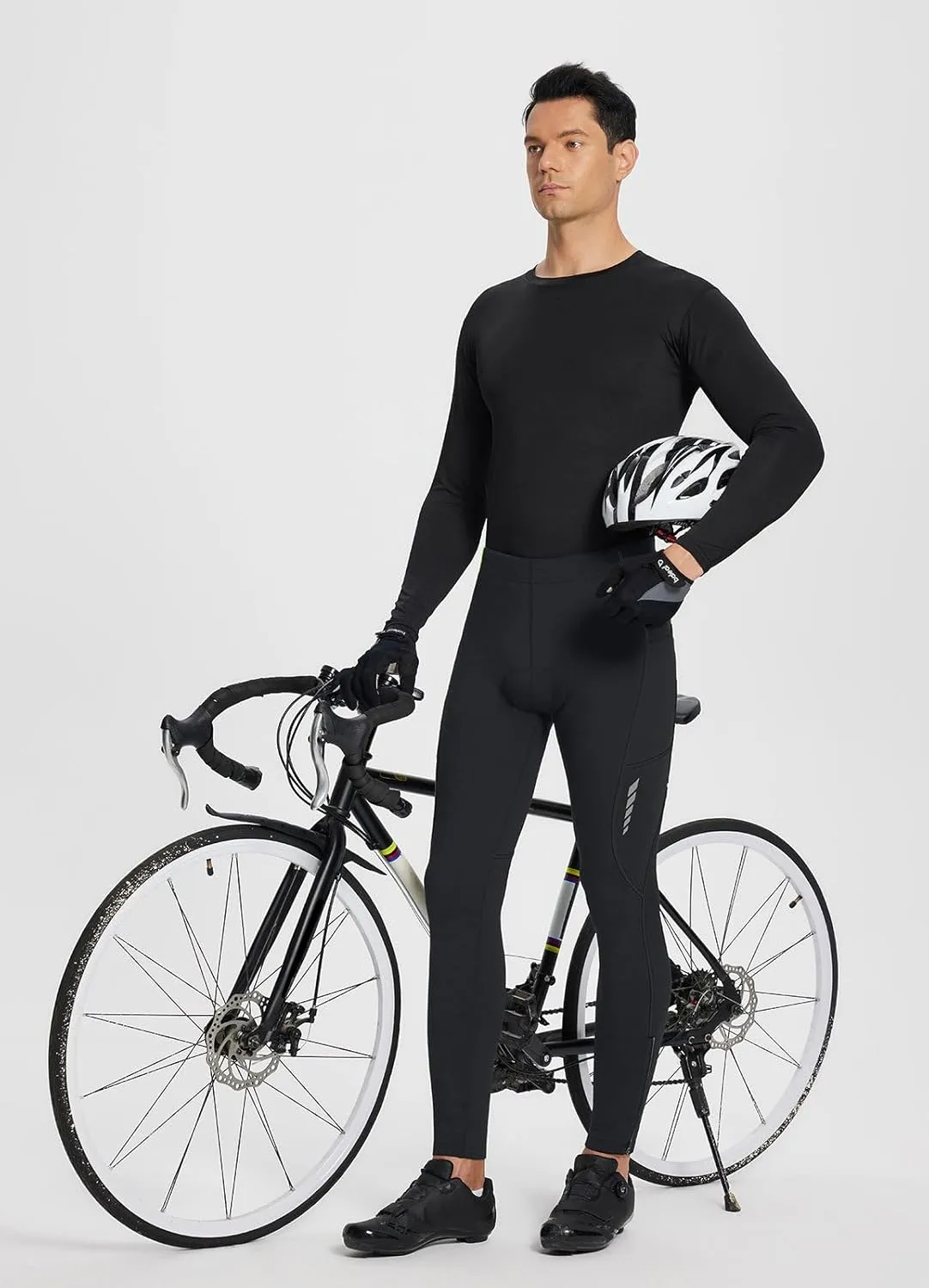 baleaf Men's Thermal Cycling Pants, 4D Padded Winter Bike Tights Fleece Lined Bicyble Riding Leggings