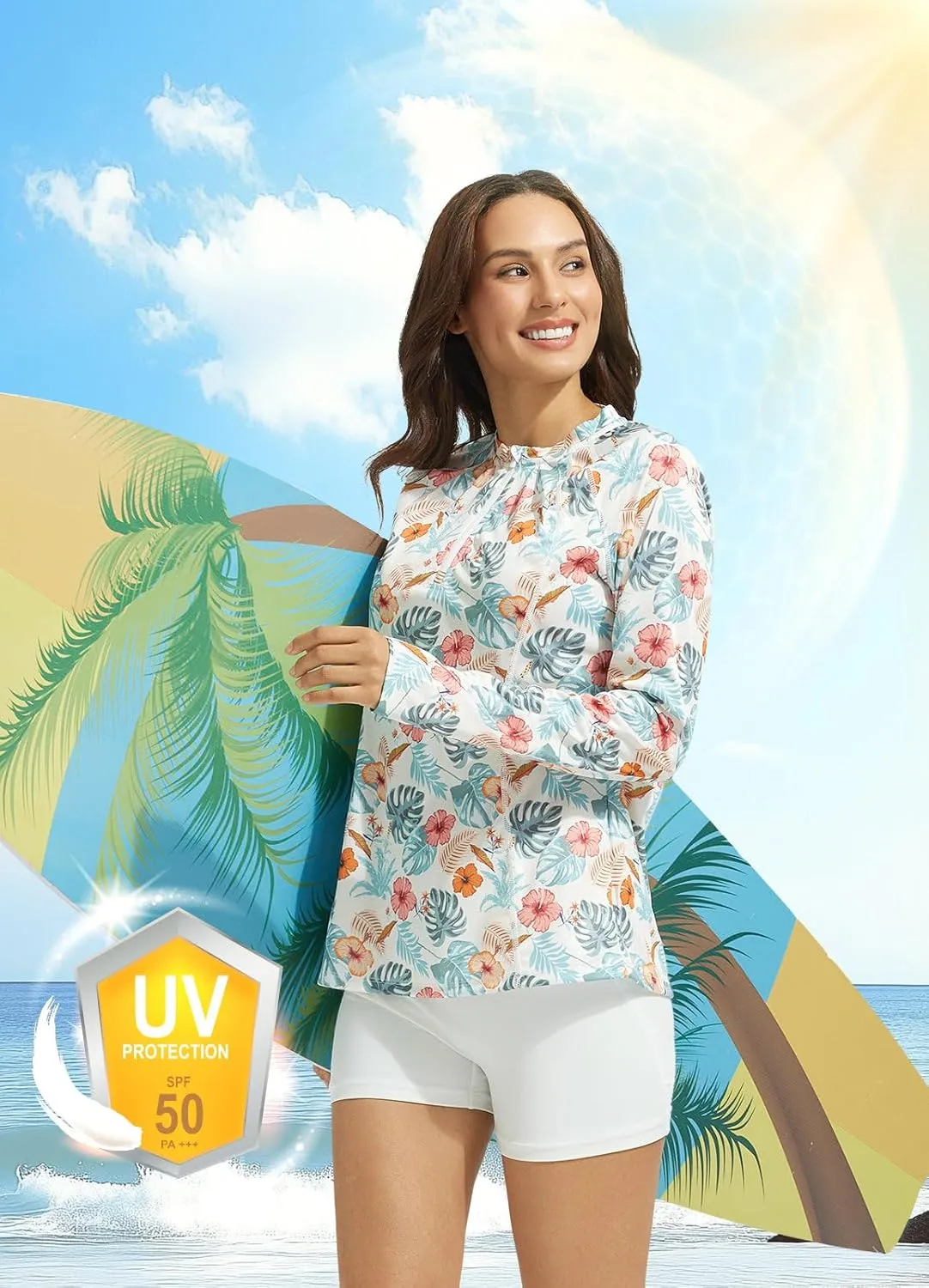 baleaf Women's 1/4 Zip Rash Guard Swim Shirts with Zipper Pocket UPF 50  Long Sleeve Sun Protection Swimsuit Tops