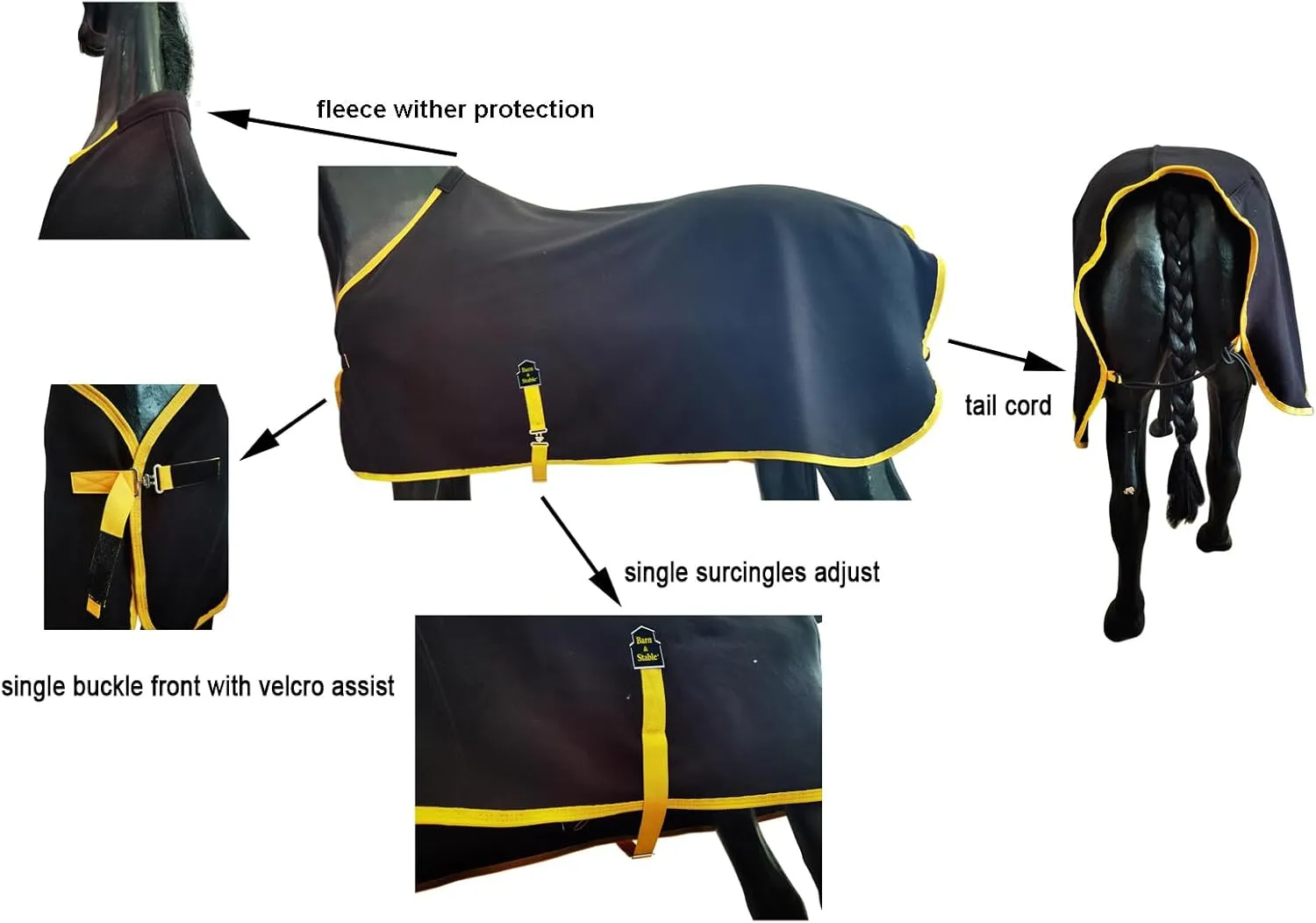 BARN & STABLE Soft Horse Fleece Blanket Winter Liner for Horse