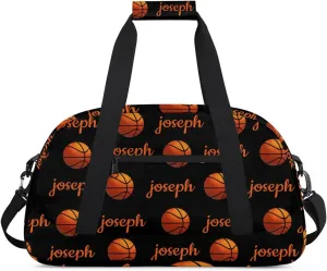 Basketball Custom Name Sport Gym Bag Personalized Overnight Duffel Bag for Boys Girls Weekender Bags Carry On Training Bag, Black