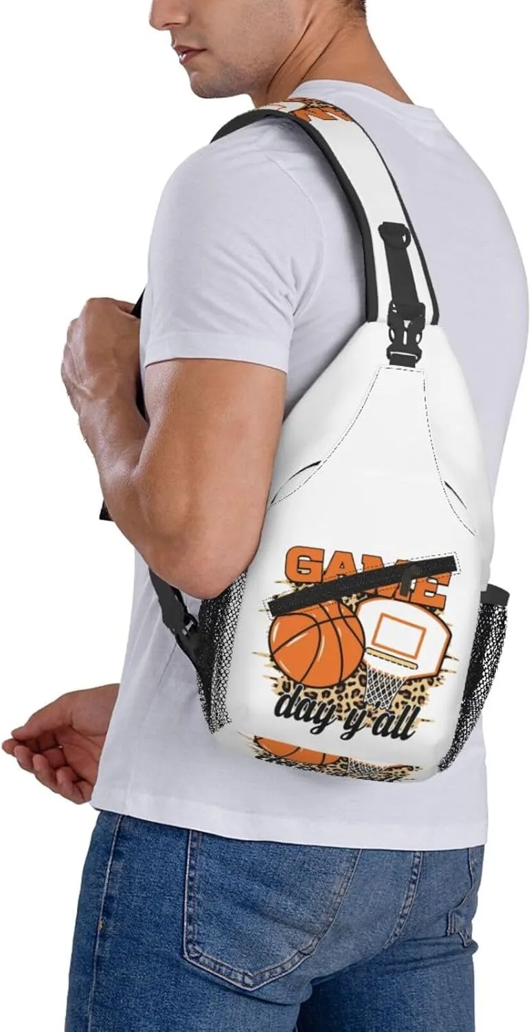 Basketball Net Dribble Jump Shot Crossbody Bag Adjustable Sling Bag Casual Chest Bags Travel Shoulder Backpack
