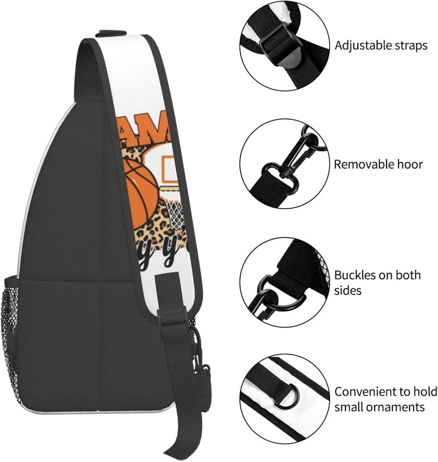 Basketball Net Dribble Jump Shot Crossbody Bag Adjustable Sling Bag Casual Chest Bags Travel Shoulder Backpack