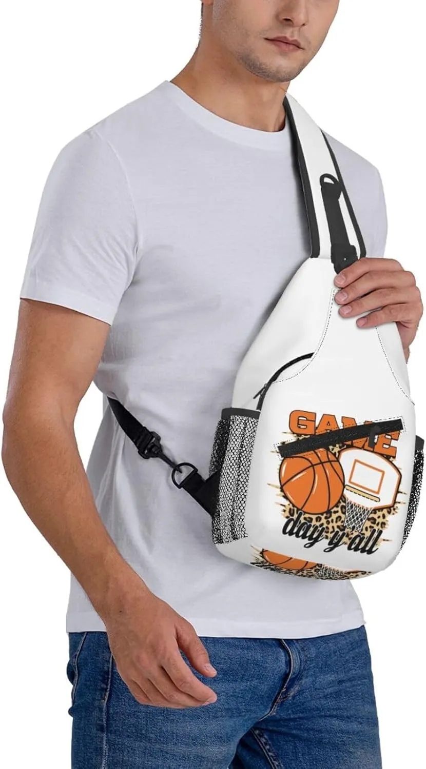 Basketball Net Dribble Jump Shot Crossbody Bag Adjustable Sling Bag Casual Chest Bags Travel Shoulder Backpack