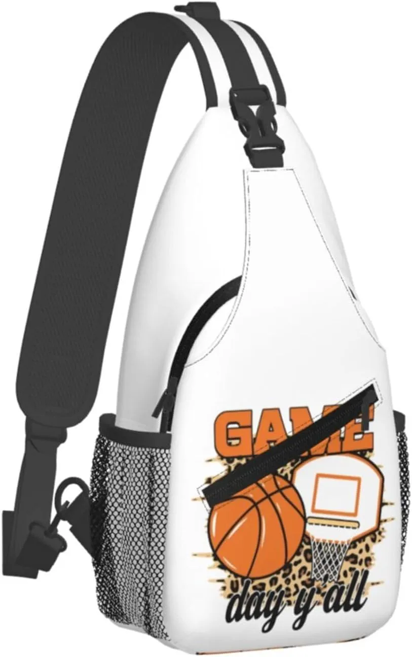 Basketball Net Dribble Jump Shot Crossbody Bag Adjustable Sling Bag Casual Chest Bags Travel Shoulder Backpack