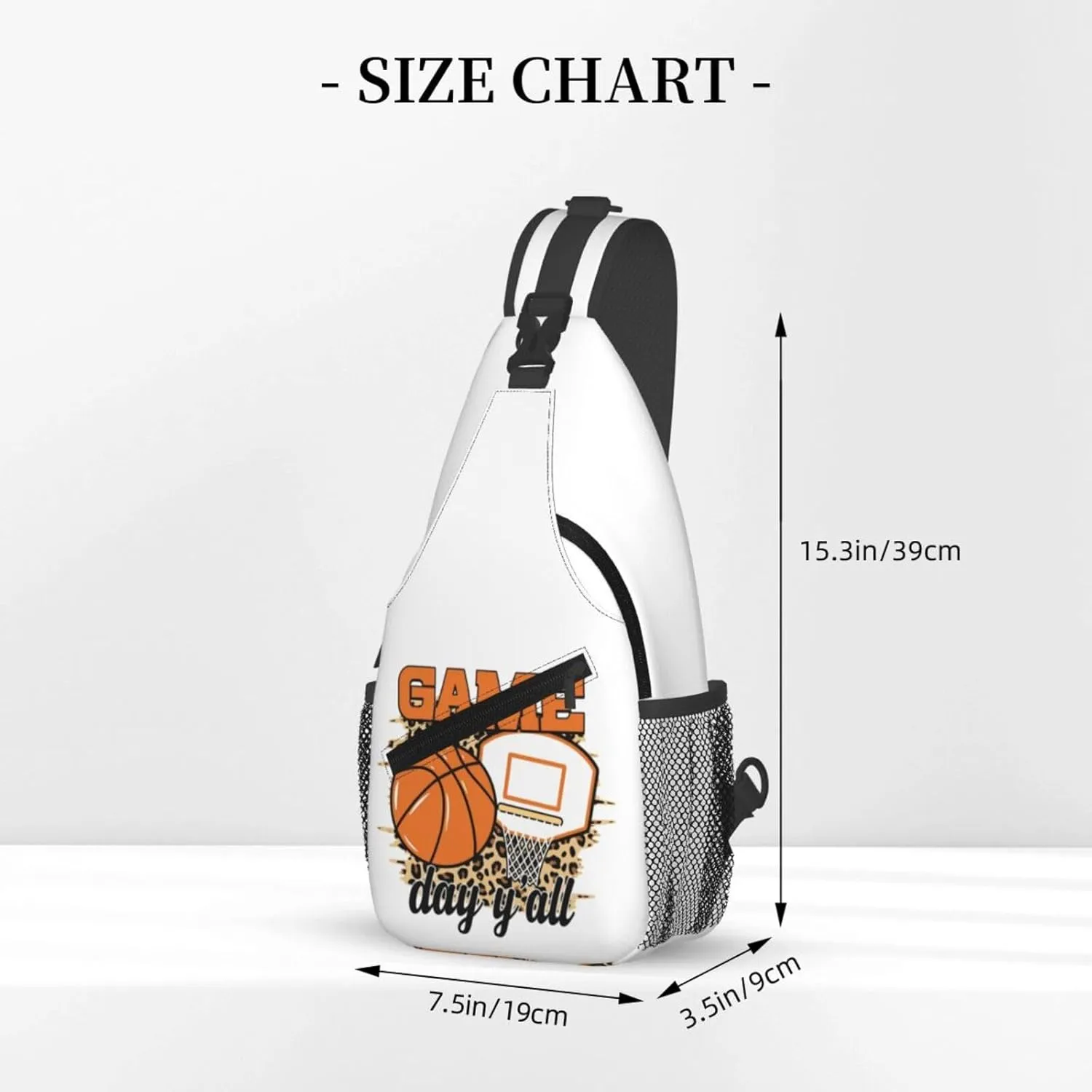 Basketball Net Dribble Jump Shot Crossbody Bag Adjustable Sling Bag Casual Chest Bags Travel Shoulder Backpack