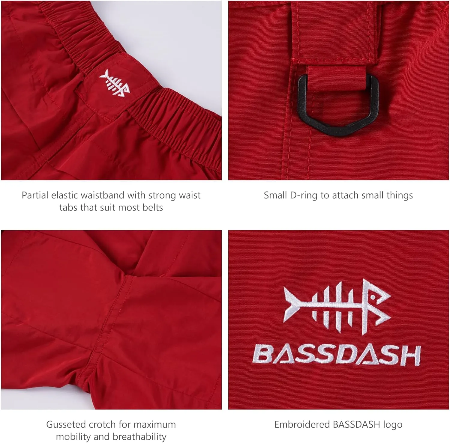 BASSDASH Men's 6" Fishing Shorts UPF 50  Water Resistant Quick Dry Hiking Cargo Shorts with Multi Pocket