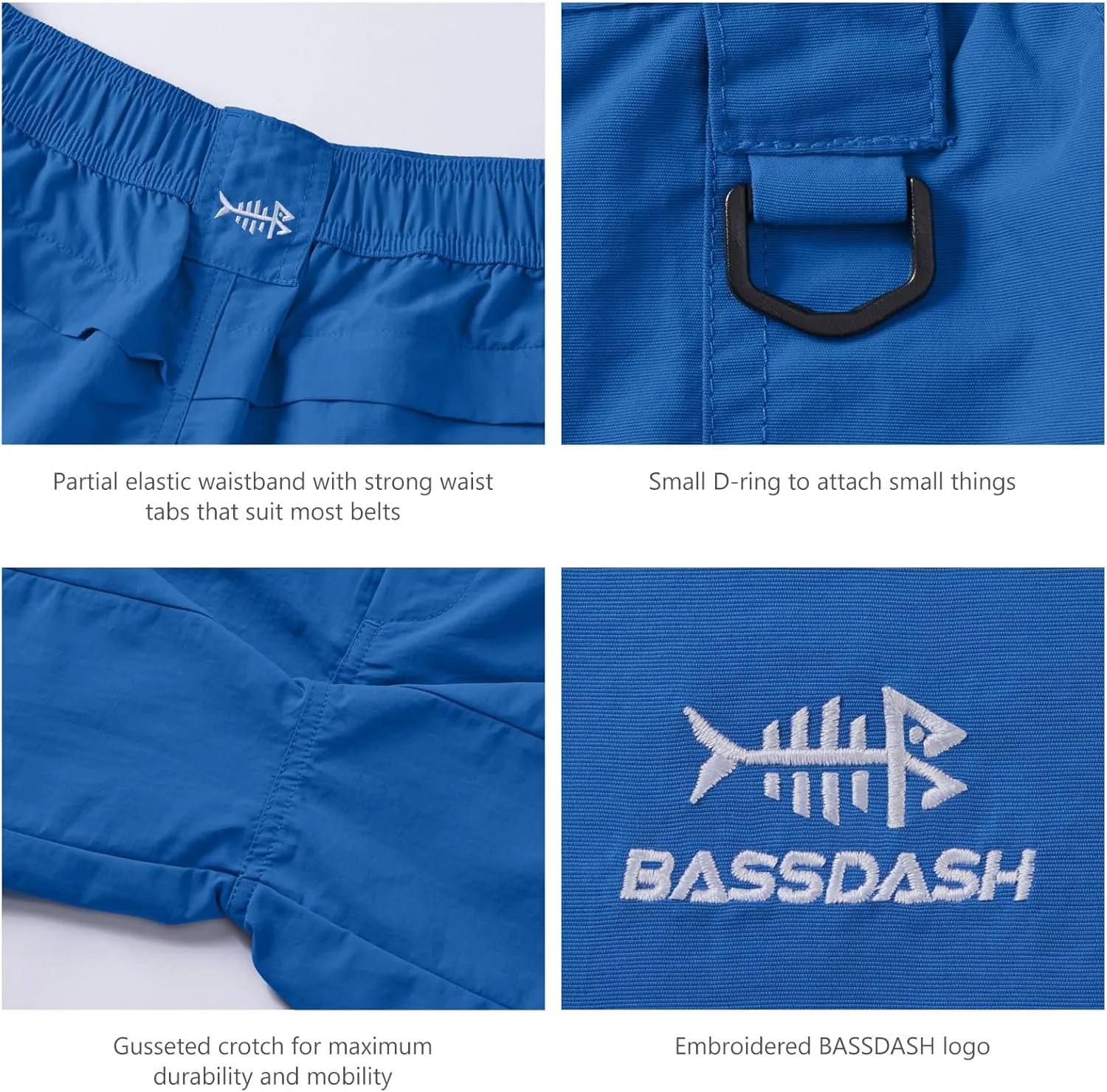 BASSDASH Men's 6" Fishing Shorts UPF 50  Water Resistant Quick Dry Hiking Cargo Shorts with Multi Pocket