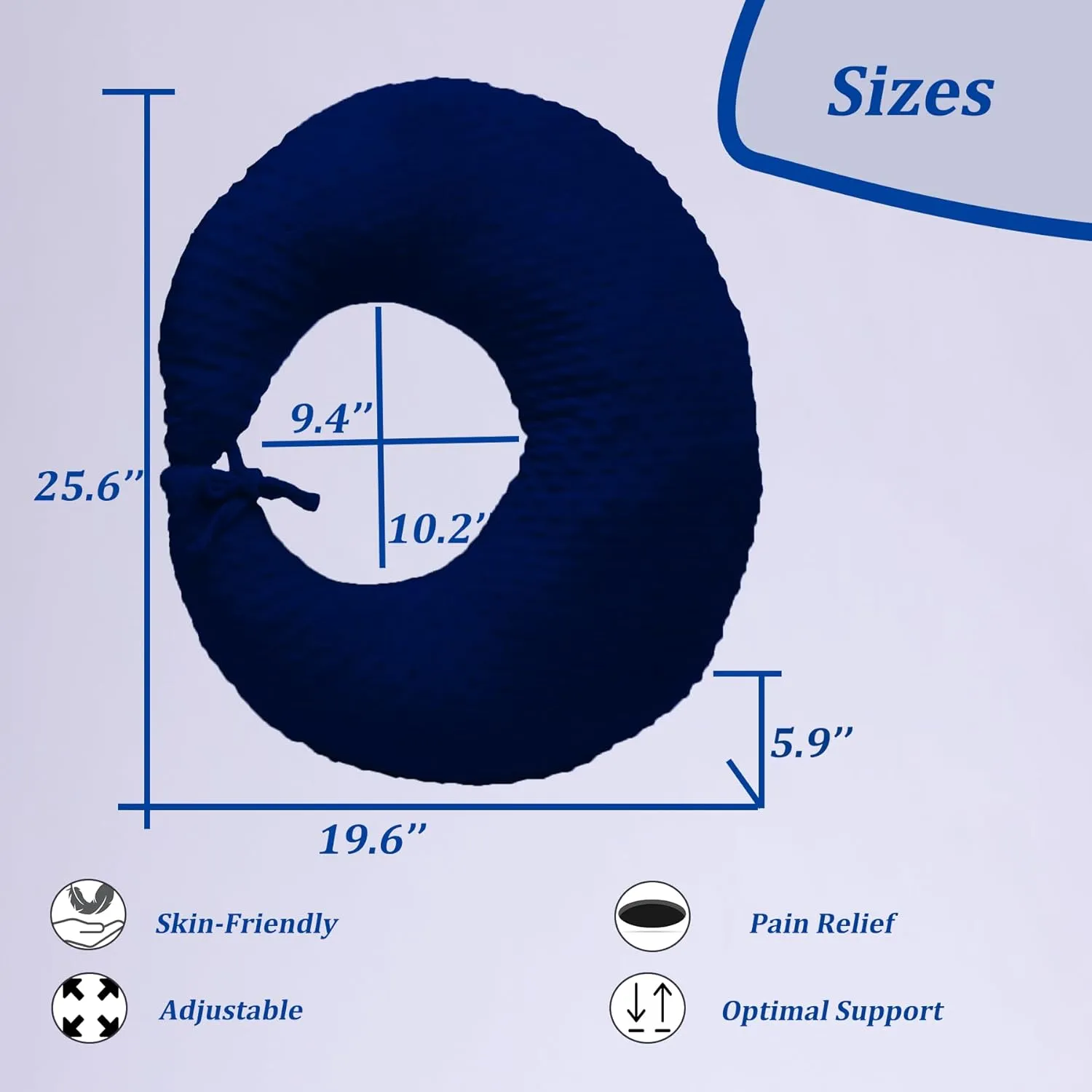 BBL Pillow After Surgery for Butt Sleeping, Brazilian Butt Lift Pillow Post Surgery Recovery for Sitting Sleeping Driving Donut Pillow for Woman Lumbar Back Cushion Seat Foam (Blue)