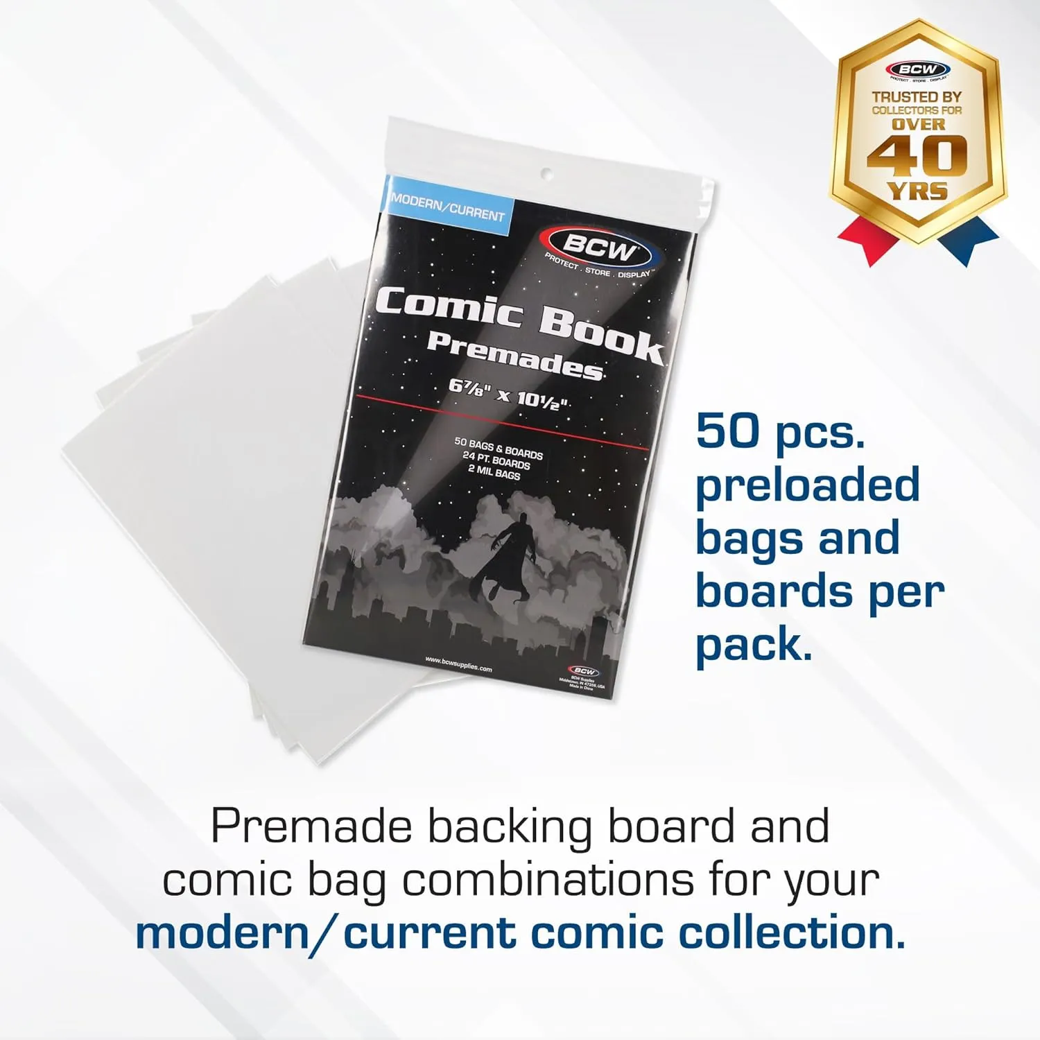 BCW Premade Current Comic Bag & Board (50Count)