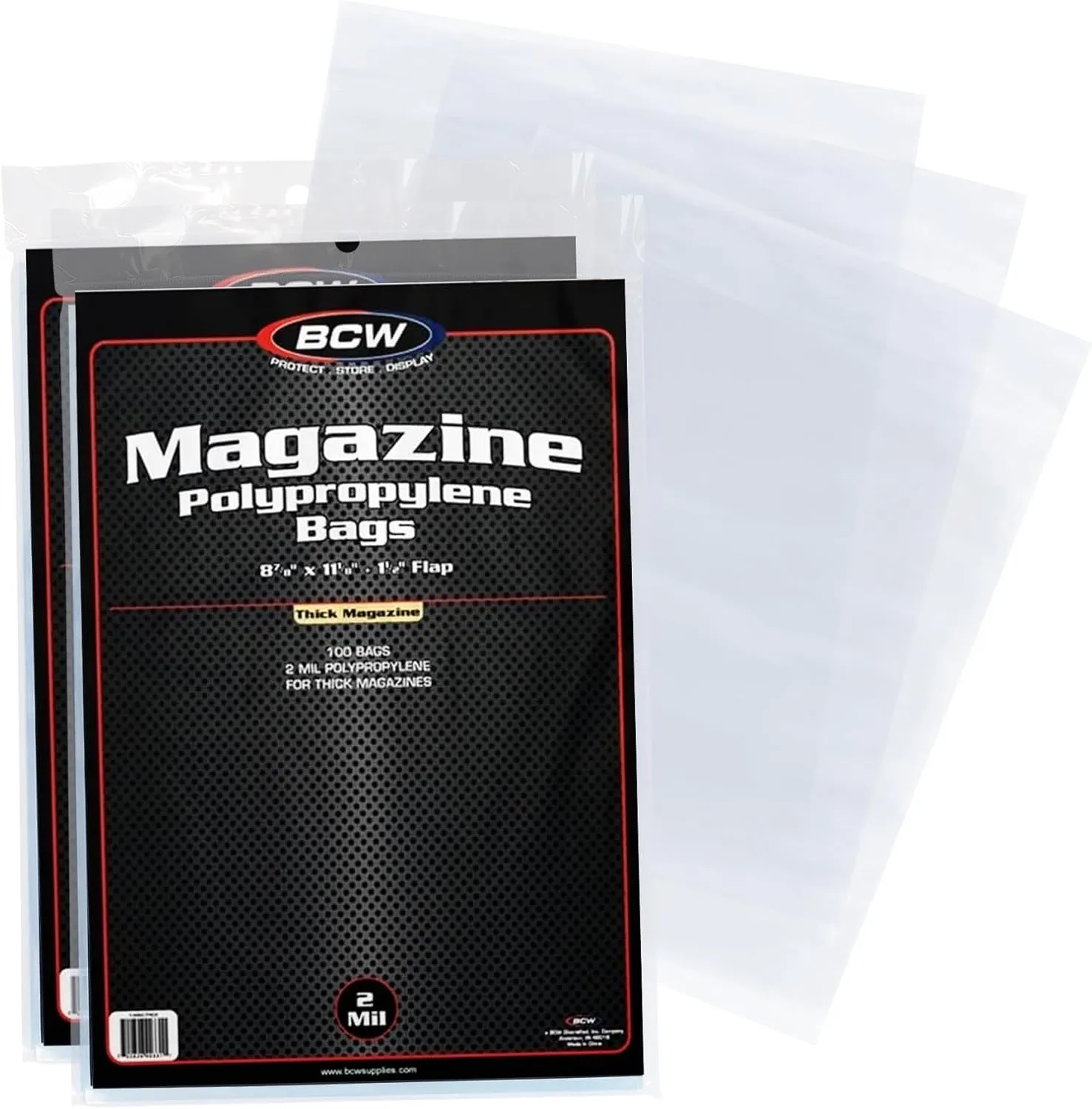 BCW Thick Magazine Bags - 2 Pack of 200 | Acid-Free, Clear Polypropylene Sleeves for Archival-Quality Storage of Collectible Magazines | Protect and Showcase Your Valuable Comic Book Collection