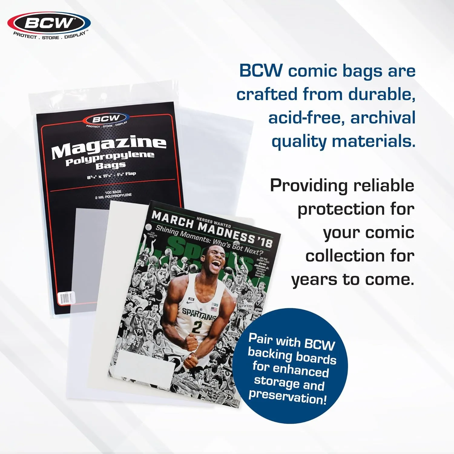 BCW Thick Magazine Bags - 2 Pack of 200 | Acid-Free, Clear Polypropylene Sleeves for Archival-Quality Storage of Collectible Magazines | Protect and Showcase Your Valuable Comic Book Collection