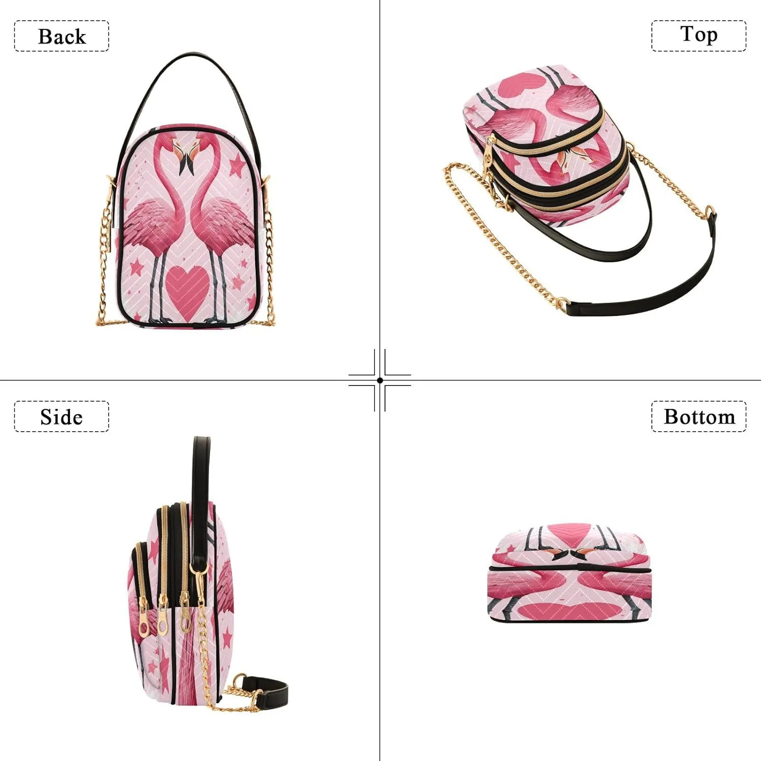 Beautiful Flamingos Shoulder Bags for Women Retro Classic Handbag Purse Small Purses with Chain