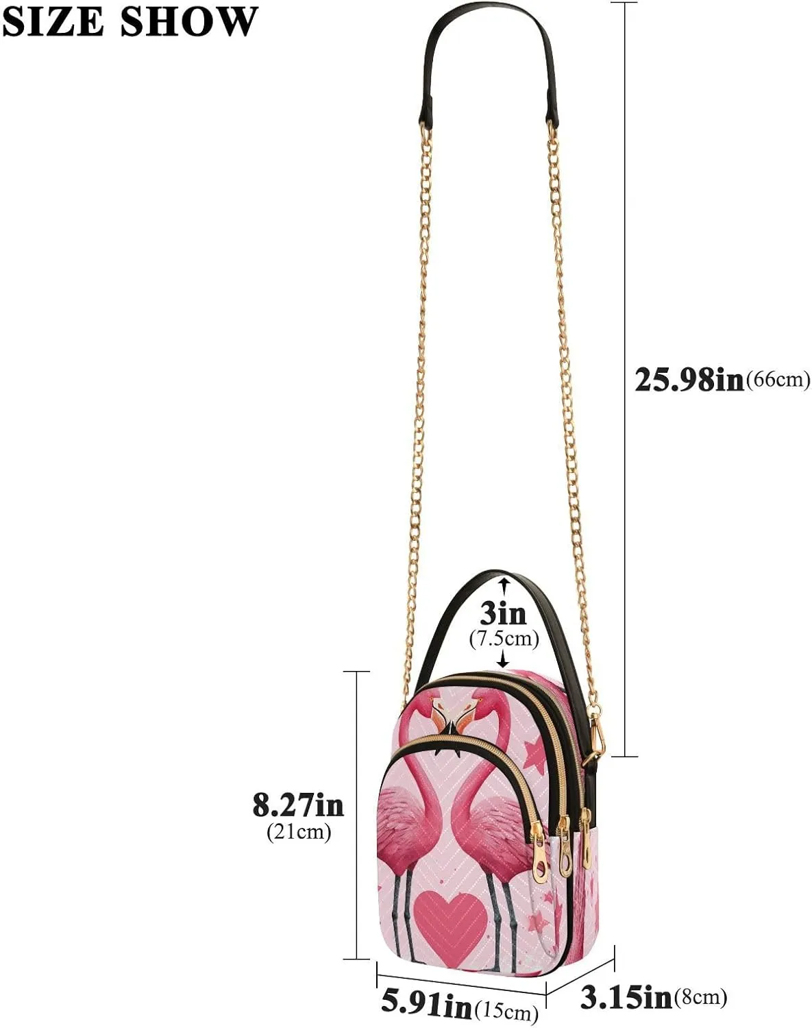 Beautiful Flamingos Shoulder Bags for Women Retro Classic Handbag Purse Small Purses with Chain