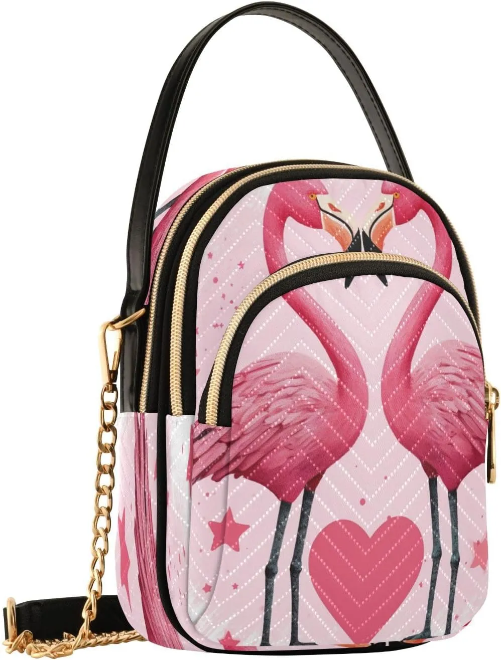 Beautiful Flamingos Shoulder Bags for Women Retro Classic Handbag Purse Small Purses with Chain