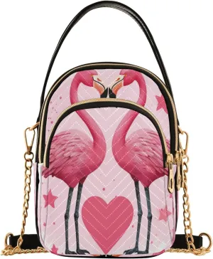Beautiful Flamingos Shoulder Bags for Women Retro Classic Handbag Purse Small Purses with Chain