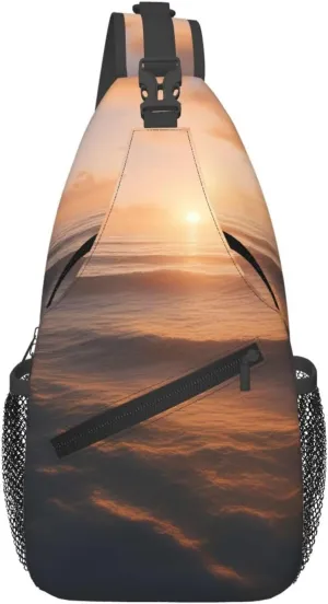 Beautiful Sunrise Ocean 1 Print Cross Chest Bag Diagonally Crossbody Shoulder Casual Fashion Travel Bag,Hiking Daypack