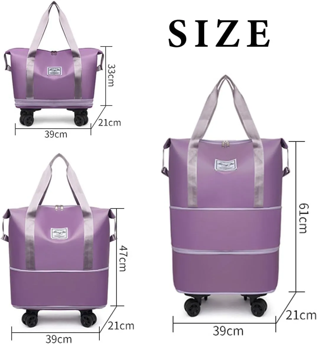 Beente Travel Bag with Wheels, Kulken Travel Bag with Shoe Organizer, 2025 New Large Capacity Travel Bags - Universal Wheel Removable (Pink)