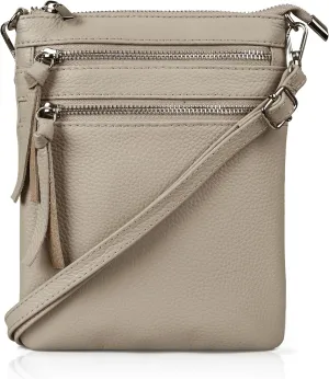 befen Small Genuine Leather Crossbody Purses for Women Trendy Travel Shoulder Handbags with Multiple Zipper Pockets
