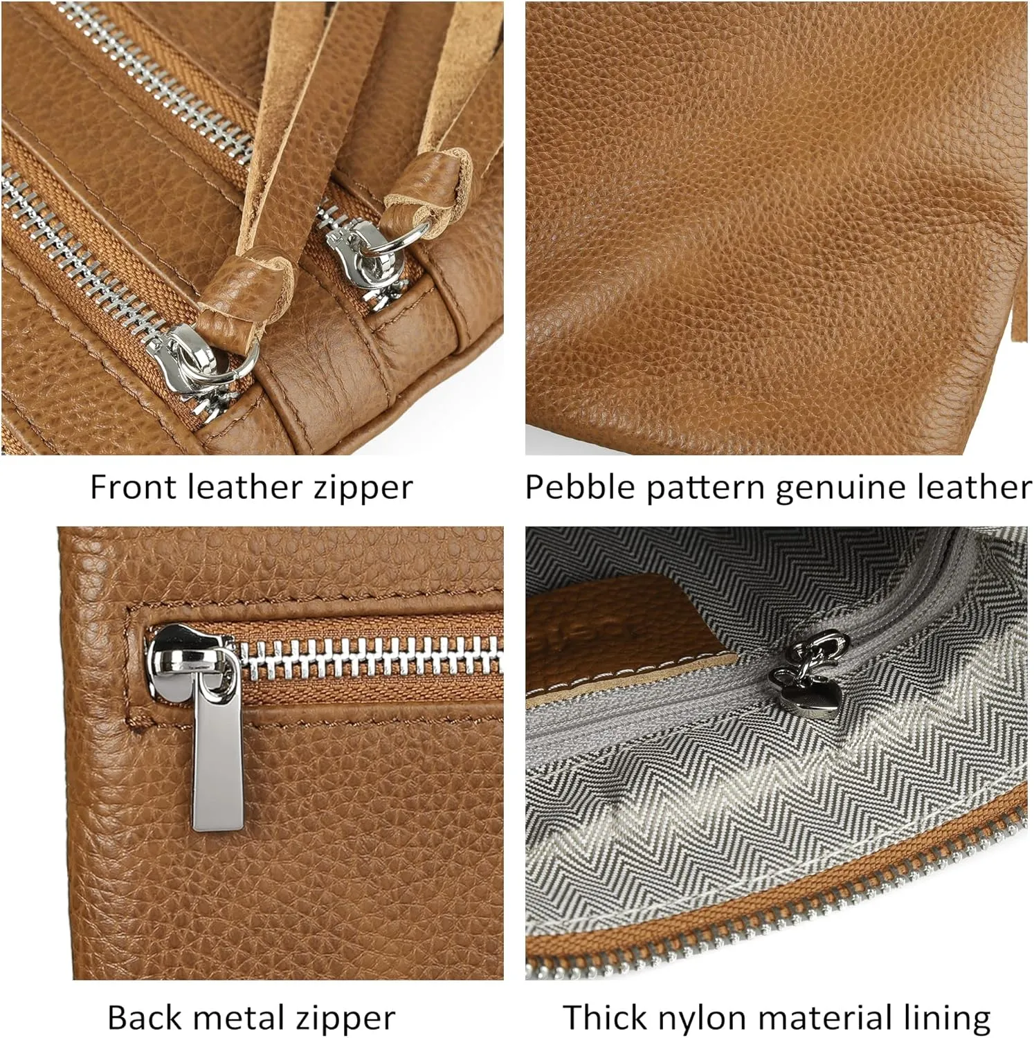 befen Small Genuine Leather Crossbody Purses for Women Trendy Travel Shoulder Handbags with Multiple Zipper Pockets