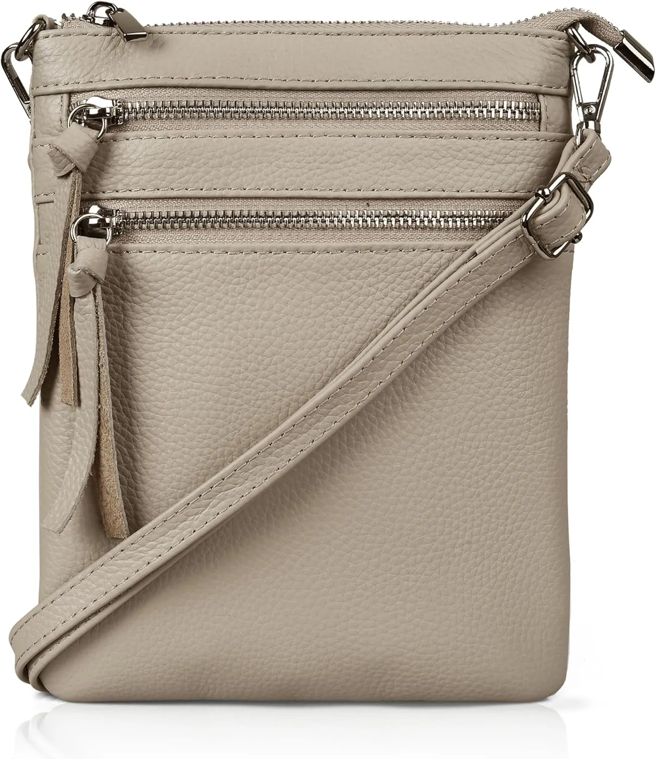 befen Small Genuine Leather Crossbody Purses for Women Trendy Travel Shoulder Handbags with Multiple Zipper Pockets