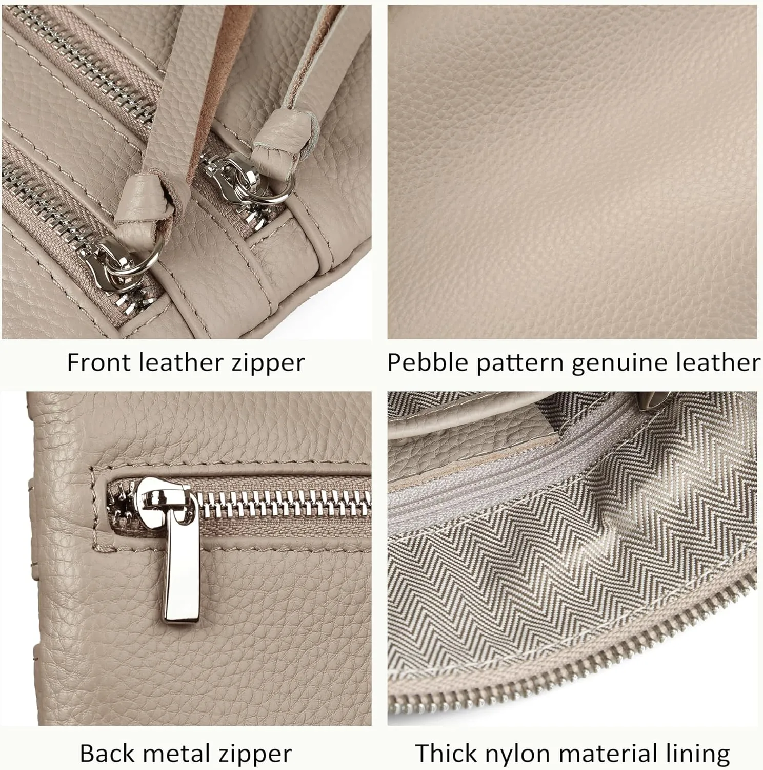 befen Small Genuine Leather Crossbody Purses for Women Trendy Travel Shoulder Handbags with Multiple Zipper Pockets