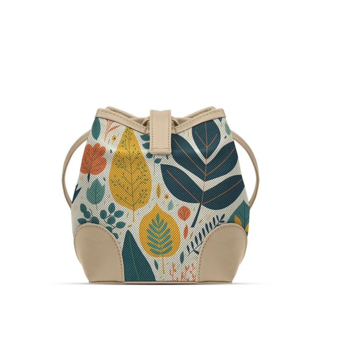 Beige Bucket Bags Leaves
