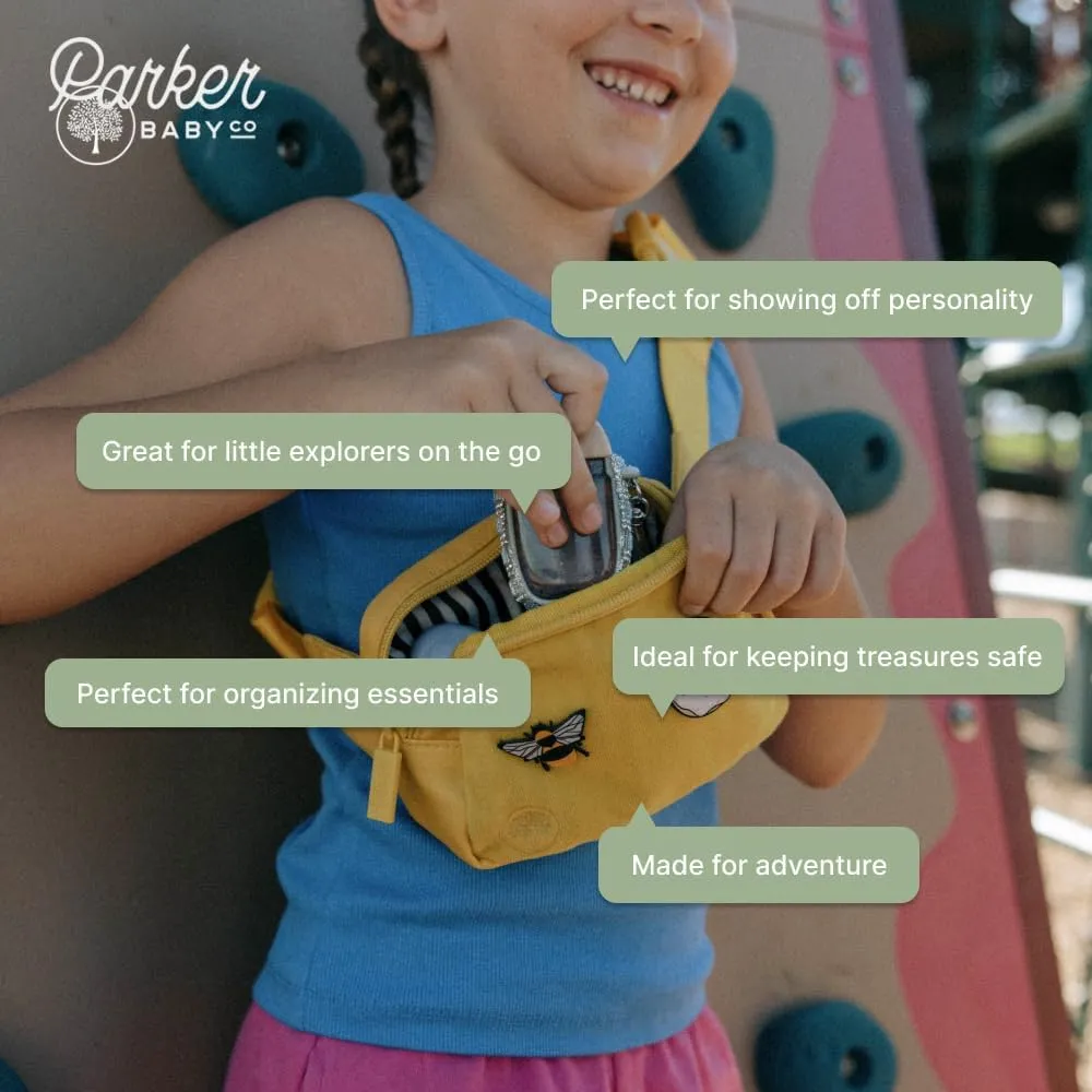 Belt Bag for Girls and Boys - Customizable with Hook and Loop Patches - Child Fanny Pack with Adjustable Strap - Durable Crossbody for Active Children - Canary