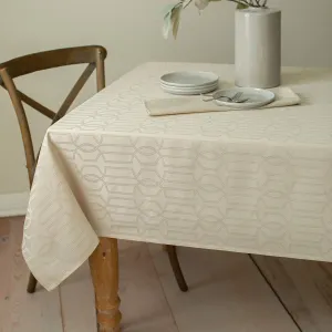 Benson Mills Orelle SPILLPROOF Jacquard Tablecloth, 60 in x 104 in, Cream