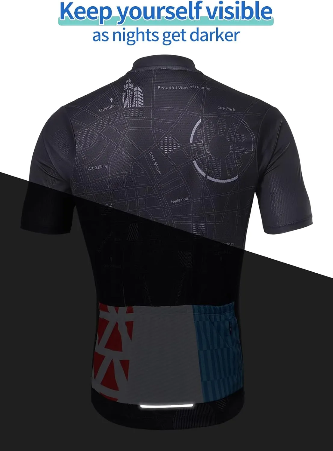 BERGRISAR Cycling Jersey Mens Bike Shirts Short Sleeve Bicycle Biking Clothes with Pockets Reflective