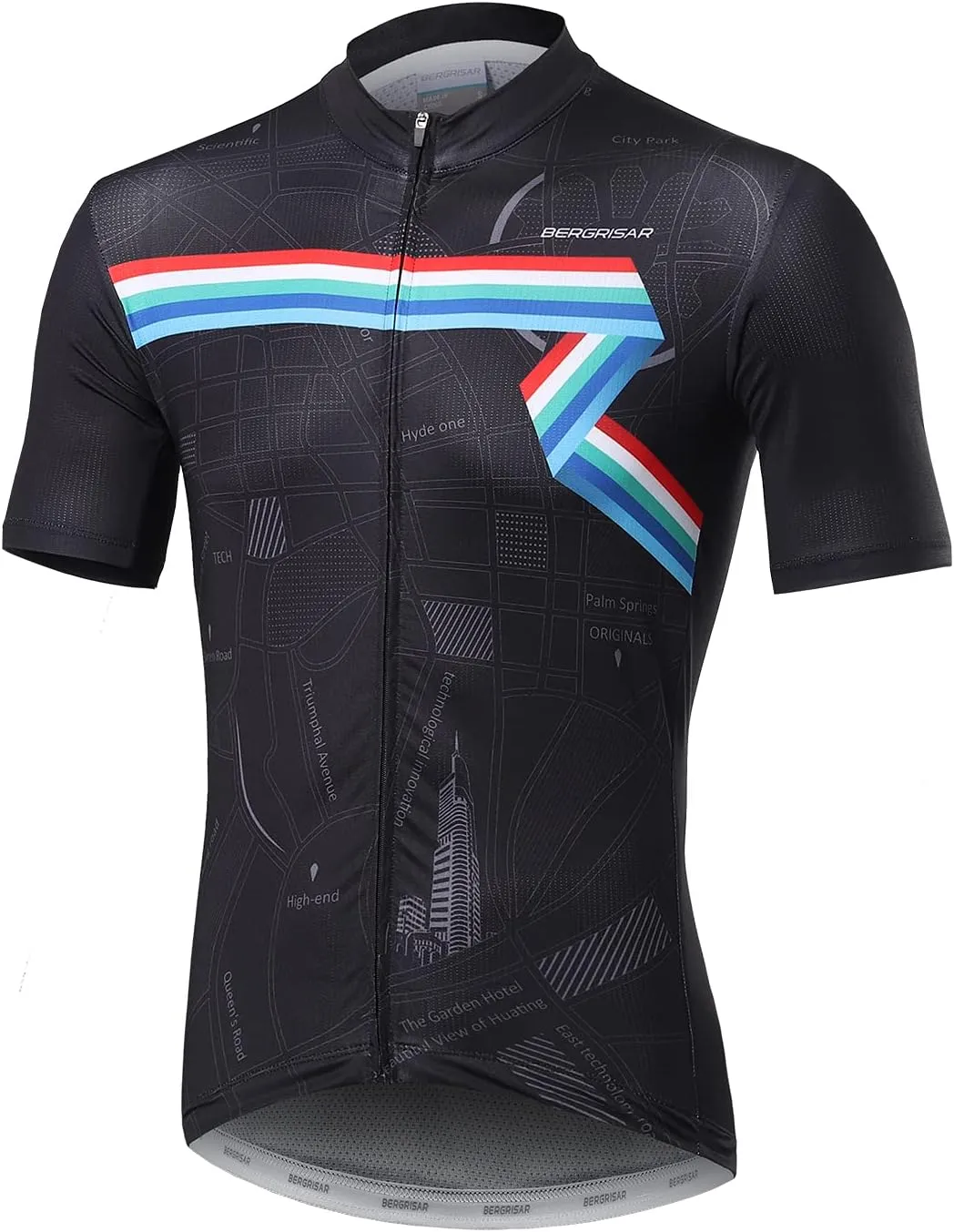 BERGRISAR Cycling Jersey Mens Bike Shirts Short Sleeve Bicycle Biking Clothes with Pockets Reflective