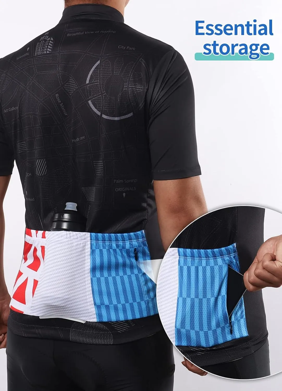 BERGRISAR Cycling Jersey Mens Bike Shirts Short Sleeve Bicycle Biking Clothes with Pockets Reflective
