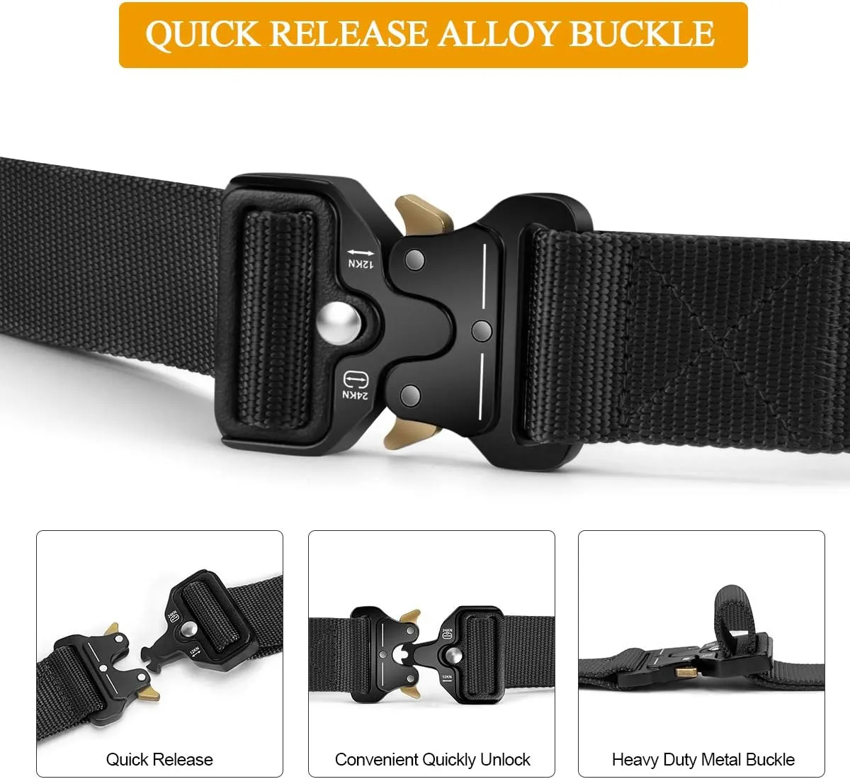 BESTKEE Tactical Belt for Men, 1.5" Military Nylon Work Belt with Quick Release Buckle, Gift with Molle Pouch and Hooks