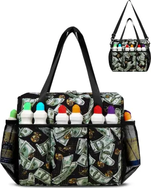 Bingo Bag with Pockets for Daubers Dabbers Dobbers Dotters Casino Bingo Game Accessories for Adults Seniors Green/Black