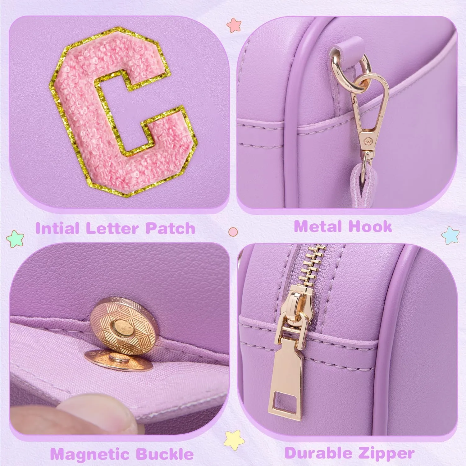Birthday Gifts for 4 5 6 7 8 9 10 11 12 13 Year Old Girls Initial PU Leather Crossbody Bags for Girls
