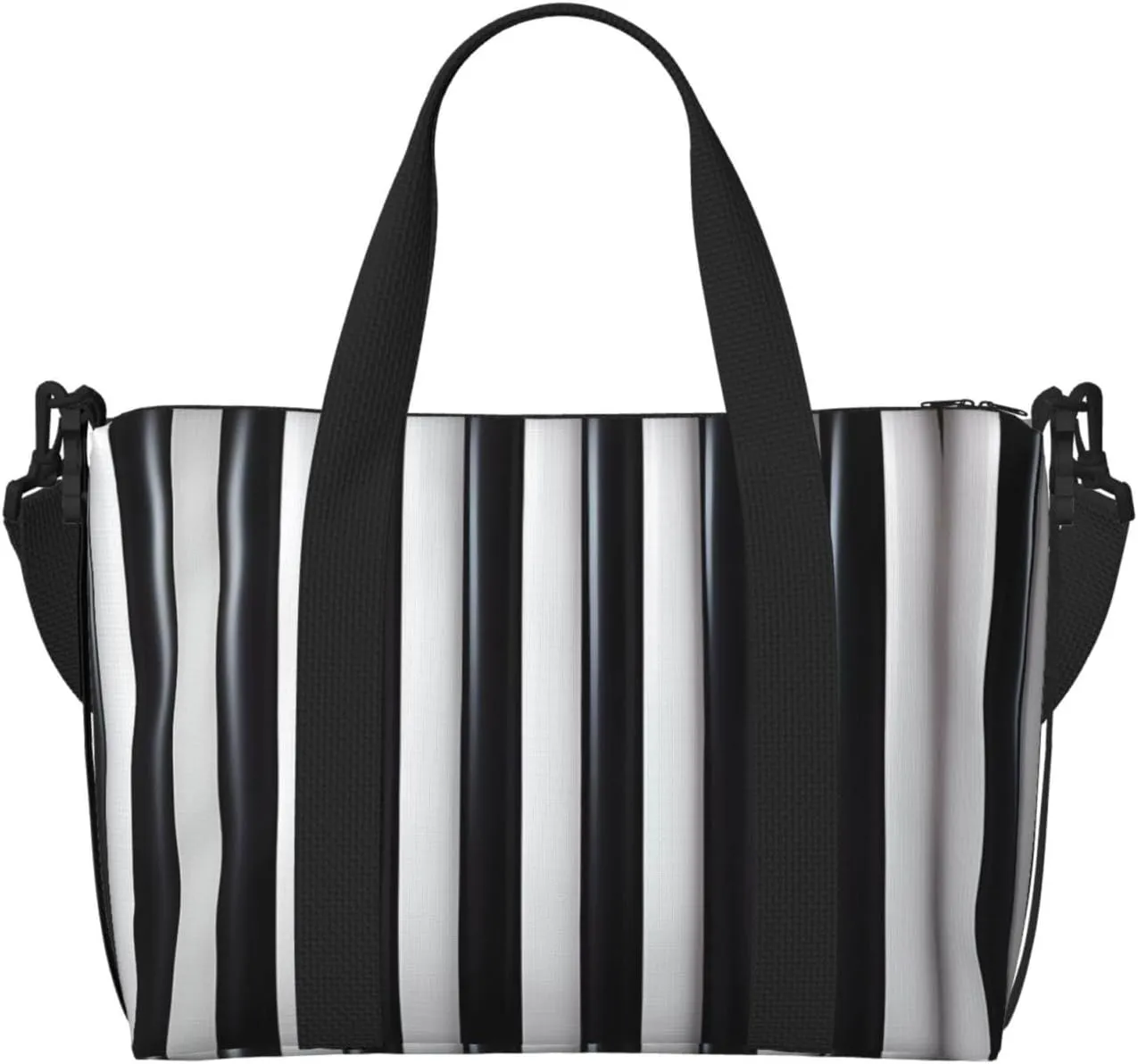 Black & White Stripe Crossbody handbag, travel casual handbag, suitable for work, travel, fitness, tourism, women's zipper storage bag,