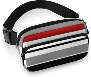 Black Red Grey Stripes Belt Bag Fanny Pack Crossbody Multicolor Fashion Waist Packs With Adjustable Strap For Men Women Travel Hiking Cycling Running