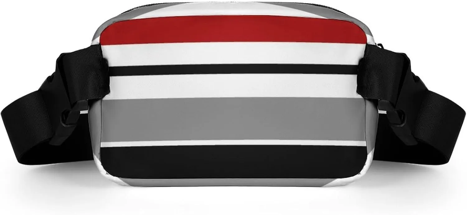 Black Red Grey Stripes Belt Bag Fanny Pack Crossbody Multicolor Fashion Waist Packs With Adjustable Strap For Men Women Travel Hiking Cycling Running