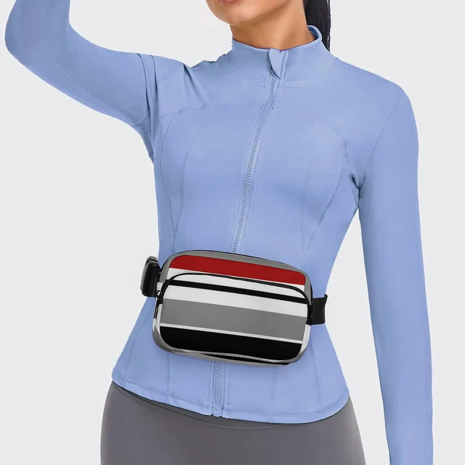 Black Red Grey Stripes Belt Bag Fanny Pack Crossbody Multicolor Fashion Waist Packs With Adjustable Strap For Men Women Travel Hiking Cycling Running