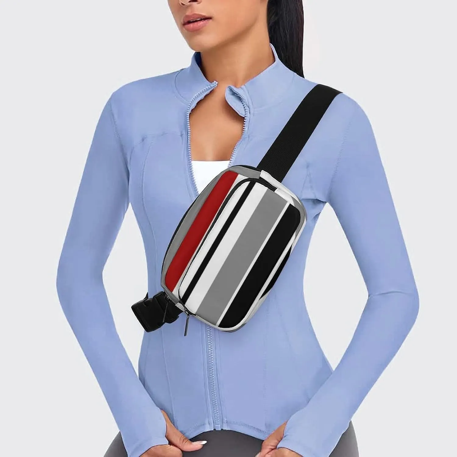 Black Red Grey Stripes Belt Bag Fanny Pack Crossbody Multicolor Fashion Waist Packs With Adjustable Strap For Men Women Travel Hiking Cycling Running