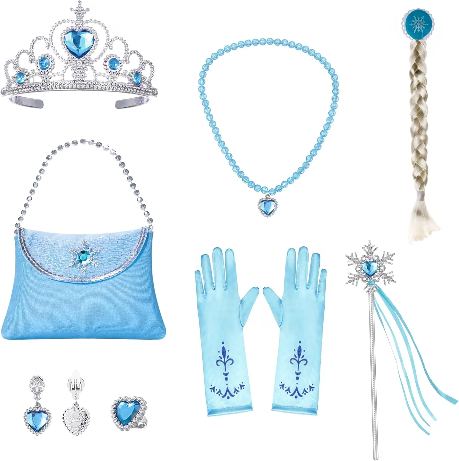 Blue Princess Costumes for Little Girls Dress Up Birthday Party with Accessories