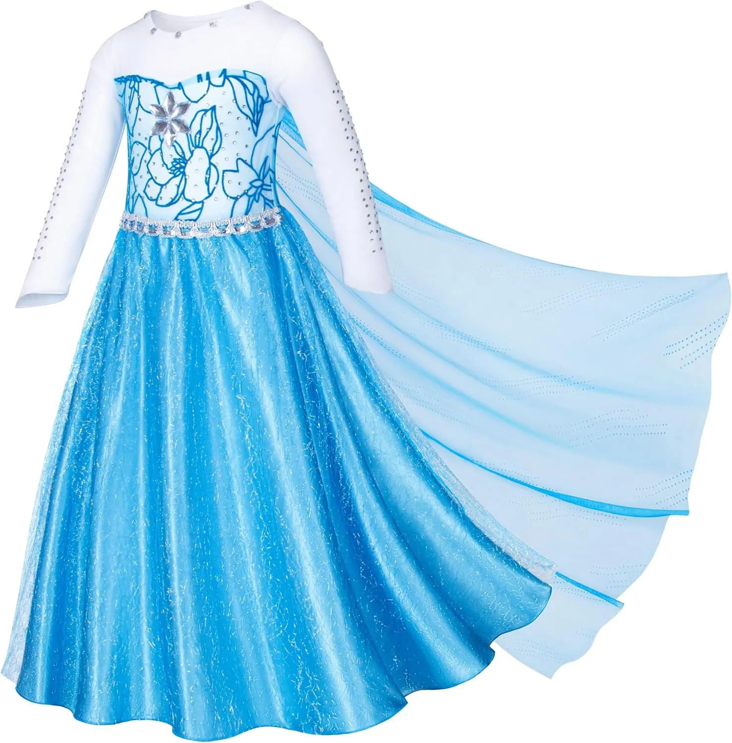Blue Princess Costumes for Little Girls Dress Up Birthday Party with Accessories