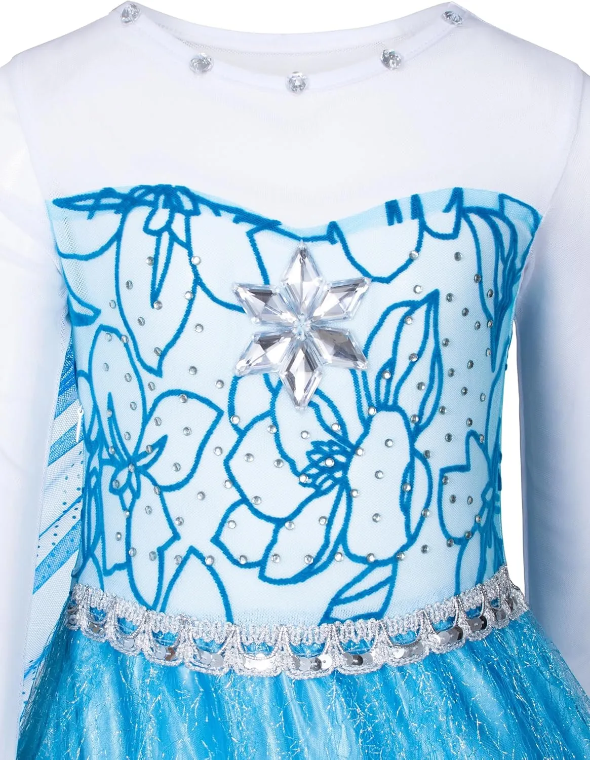 Blue Princess Costumes for Little Girls Dress Up Birthday Party with Accessories
