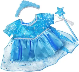 Blue Snow Princess Gown Outfit Teddy Bear Clothes Fits 8 inch to 10 inch Build-a-Bear, Vermont Teddy Bears, and Make
