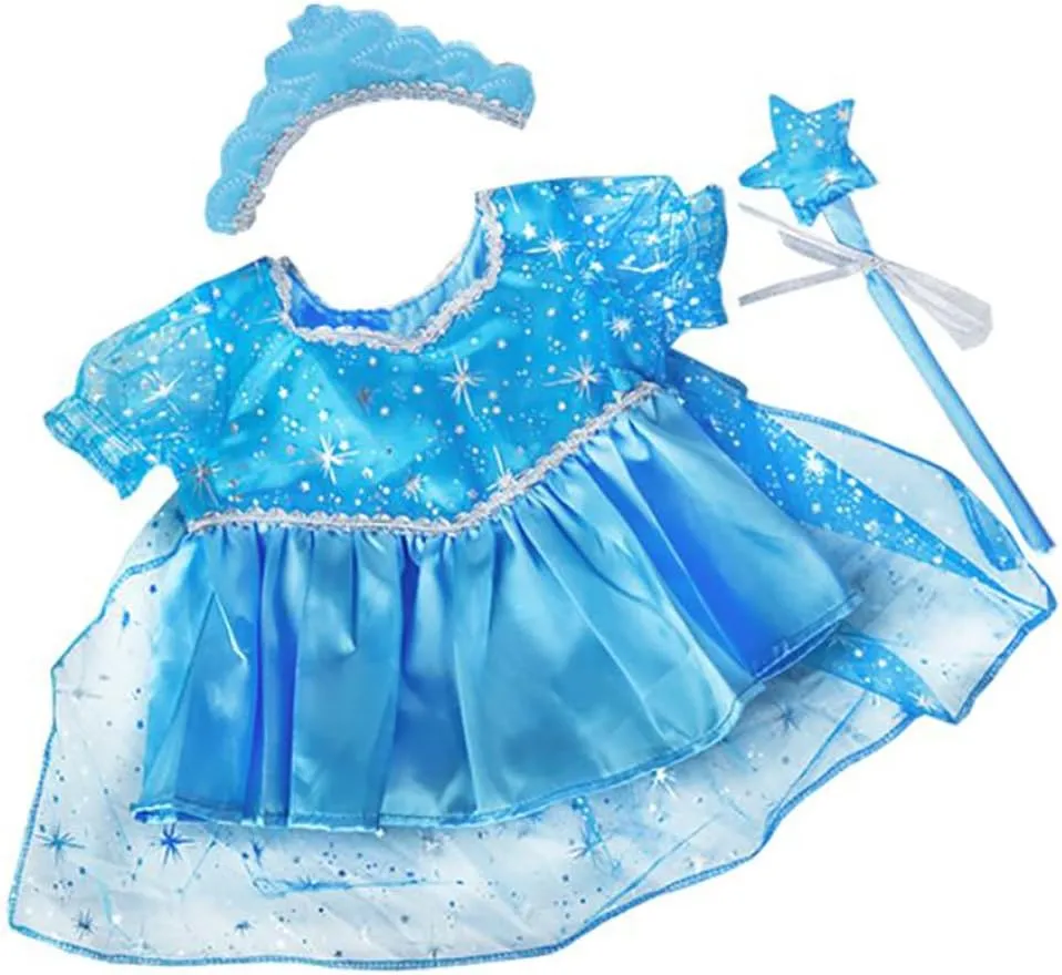Blue Snow Princess Gown Outfit Teddy Bear Clothes Fits 8 inch to 10 inch Build-a-Bear, Vermont Teddy Bears, and Make